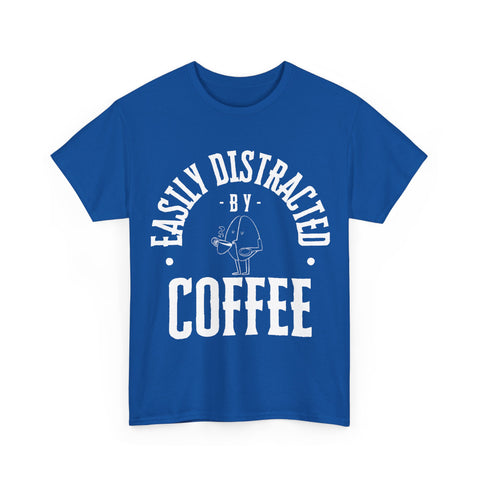 Easily Distracted by Coffee Unisex Heavy Cotton Tee - Perfect Gift for Coffee Lovers