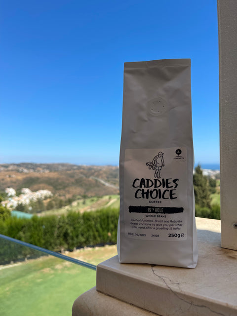 Caddies Choice Coffee,  front bag, 19th hole, spain