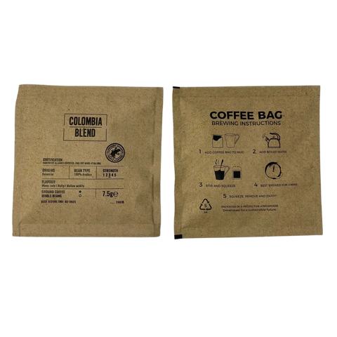 Caddies Choice Coffee Colombia coffee  blend, front and back packet